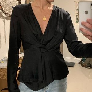 NWOT Lush silk black long sleeve top
